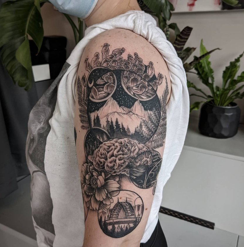 black and white tattoo